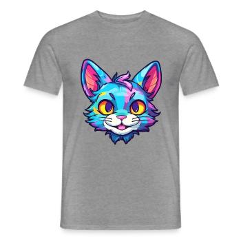 Pixie Bob Katze Rasse Aquarell Cartoon Kawaii Haustier - Männer T-Shirt - Graphit meliert - Vorne - AI Model Male 178 light (178cm)