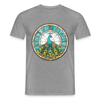 Pfauenbunte Aquarell-Tierillustration - Männer T-Shirt - Graphit meliert - Vorne - AI Model Male 178 light (178cm)