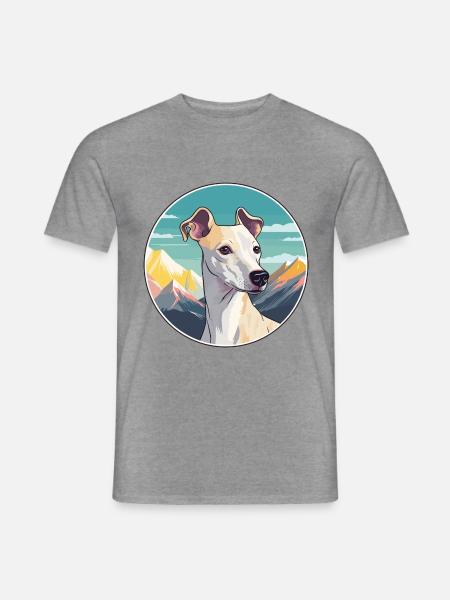 Whippet Hund Rasse Cartoon Kawaii Aquarell - Männer T-Shirt - Graphit meliert