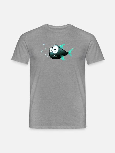 Blubberfisch Cartoon Teal - Männer T-Shirt - Graphit meliert