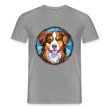 Englischer Schäferhund Rasse Aquarell Illustration - Männer T-Shirt - Graphit meliert - Vorne - AI Model Male 178 light (178cm)