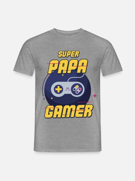 Super Daddy Gamer - Männer T-Shirt - Graphit meliert