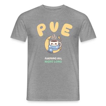 Cozy Gamer PvE Farming All Night Long Design - Männer T-Shirt - Graphit meliert - Vorne - AI Model Male 178 light (178cm)
