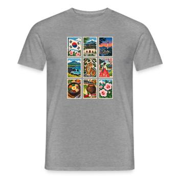 Südkorea Briefmarken - Männer T-Shirt - Graphit meliert - Vorne - AI Model Male 178 light (178cm)