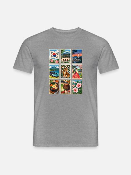 Südkorea Briefmarken - Männer T-Shirt - Graphit meliert