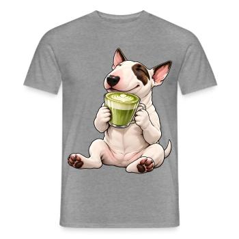 Bull Terrier mit Matcha Latte - Männer T-Shirt - Graphit meliert - Vorne - AI Model Male 178 light (178cm)