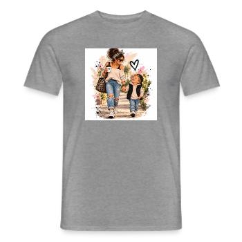 Mutter Kind Liebe unterwegs - Männer T-Shirt - Graphit meliert - Vorne - AI Model Male 178 light (178cm)