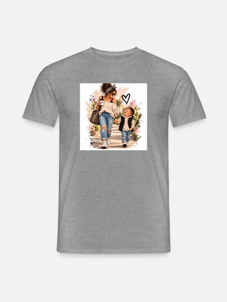 Mutter Kind Liebe unterwegs - Männer T-Shirt - Graphit meliert