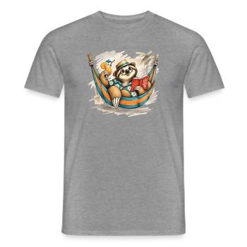 Relax Faultier in Hängematte - Männer T-Shirt - Graphit meliert - Vorne - AI Model Male 178 light (178cm)