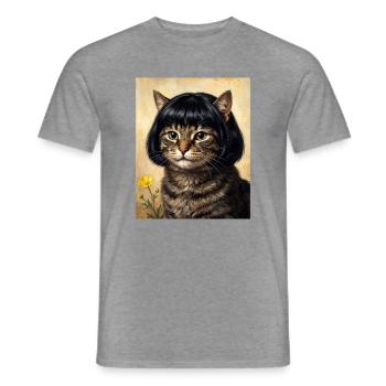 Lustige Katze Bob Haarschnitt - Männer T-Shirt - Graphit meliert - Vorne - AI Model Male 178 light (178cm)