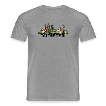 Münster Skyline Stadtmotiv - Männer T-Shirt - Graphit meliert - Vorne - AI Model Male 178 light (178cm)