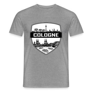 Köln, Deutschland, Schildwappen, Dom, Rheingeschenk - Männer T-Shirt - Graphit meliert - Vorne - AI Model Male 178 light (178cm)