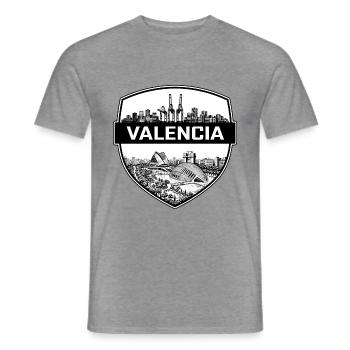 Valencia Spain Shield Wappen Kunst & Wissenschaften Geschenk - Männer T-Shirt - Graphit meliert - Vorne - AI Model Male 178 light (178cm)