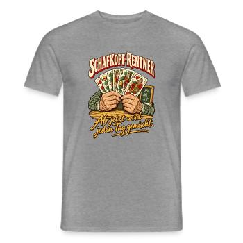 Schafkopf-Rentner Jeden Tag mischen - Männer T-Shirt - Graphit meliert - Vorne - AI Model Male 178 light (178cm)