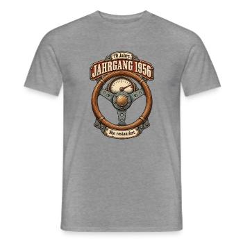 Jahrgang 1956 Nie restauriert - Männer T-Shirt - Graphit meliert - Vorne - AI Model Male 178 light (178cm)