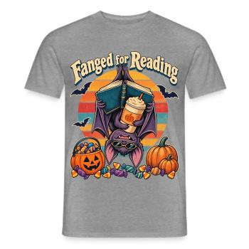 Halloween-Fledermaus Fanged For Reading Retro - Männer T-Shirt - Graphit meliert - Vorne - AI Model Male 178 light (178cm)