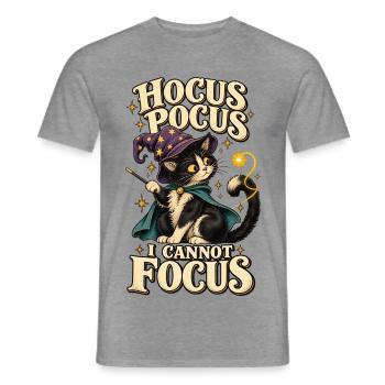 ADHS Zauberkatze Hocus Pocus I Cannot Focus Humor - Männer T-Shirt - Graphit meliert - Vorne - AI Model Male 178 light (178cm)