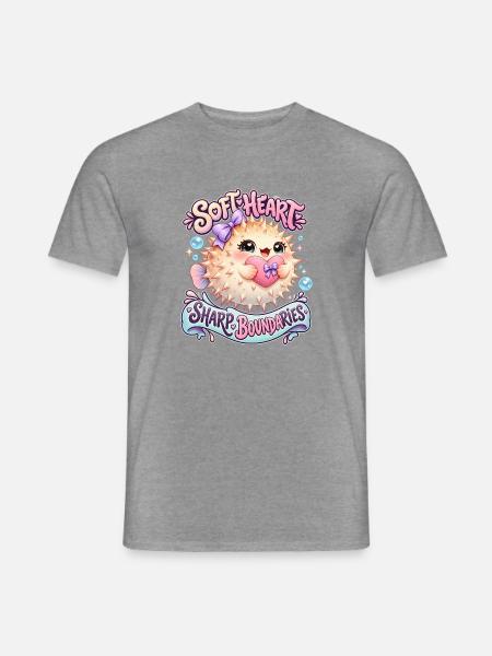 Sanftes Herz: Klare Grenzen - Männer T-Shirt - Graphit meliert
