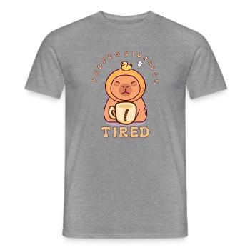 Professionell Müde Capybara Kaffee Bürohumor - Männer T-Shirt - Graphit meliert - Vorne - AI Model Male 178 light (178cm)