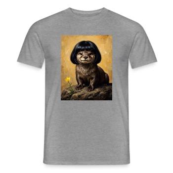Lustiger Otter Bob Haarschnitt - Männer T-Shirt - Graphit meliert - Vorne - AI Model Male 178 light (178cm)