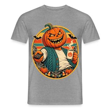 Halloween-Kürbisopa im Ruhestand - Männer T-Shirt - Graphit meliert - Vorne - AI Model Male 178 light (178cm)