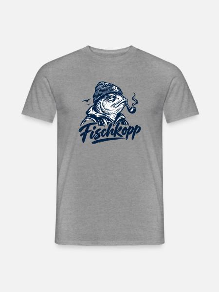 Fischkopp - Fisch - Nordsee - Ostsee - Spruch - Männer T-Shirt - Graphit meliert
