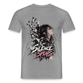 Silence Speaks – Dark Anime Butterfly - Männer T-Shirt - Graphit meliert - Vorne - AI Model Male 178 light (178cm)