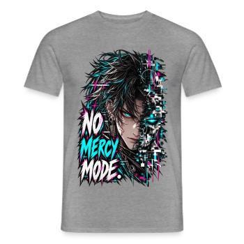 No Mercy Mode – Dark Cyberpunk Anime - Männer T-Shirt - Graphit meliert - Vorne - AI Model Male 178 light (178cm)