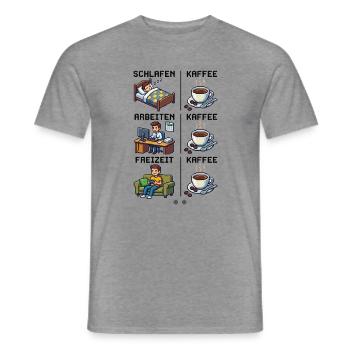Schlafen-_Kaffee-_Arbeiten-_Kaffee-_Freizeit-_K - Männer T-Shirt - Graphit meliert - Vorne - AI Model Male 178 light (178cm)