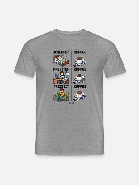 Schlafen-_Kaffee-_Arbeiten-_Kaffee-_Freizeit-_K - Männer T-Shirt - Graphit meliert
