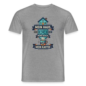 Mein_Haus-_meine_Regeln-_mein_Kaffee_-_1 - Männer T-Shirt - Graphit meliert - Vorne - AI Model Male 178 light (178cm)