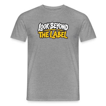 Look Beyond The Label – Neurodiversität, Inklusion - Männer T-Shirt - Graphit meliert - Vorne - AI Model Male 178 light (178cm)