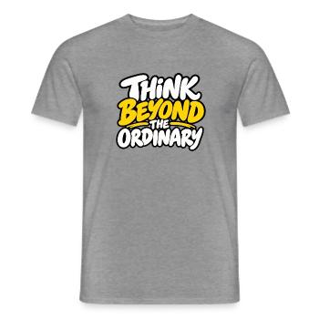 Think Beyond the Ordinary – Positives Statement  - Männer T-Shirt - Graphit meliert - Vorne - AI Model Male 178 light (178cm)