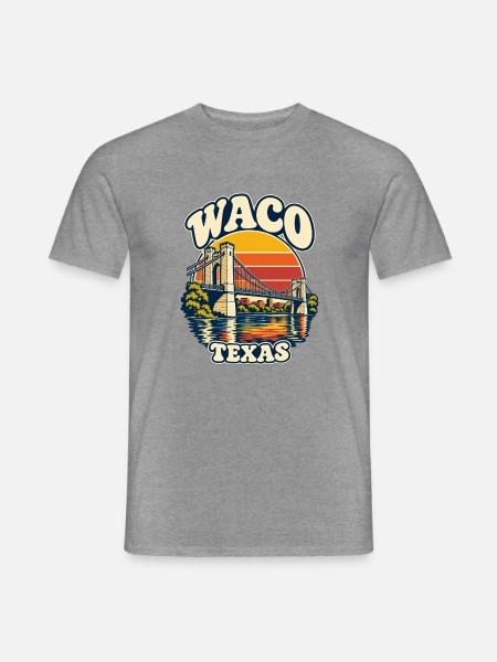 Waco Texas Sunset Bridge Retro - Männer T-Shirt - Graphit meliert