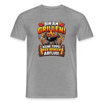 Bin am Grillen – Keine Tipps - Männer T-Shirt - Graphit meliert - Vorne - AI Model Male 178 light (178cm)