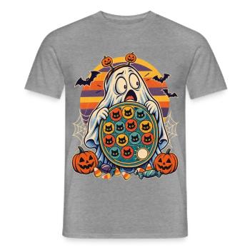 Halloween-Gespenst mit Token-Board-Panik - Männer T-Shirt - Graphit meliert - Vorne - AI Model Male 178 light (178cm)