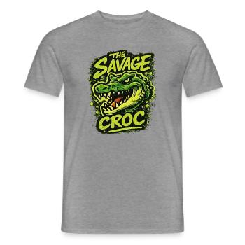 Wildes Krokodil in Grün im Grungelook - Männer T-Shirt - Graphit meliert - Vorne - AI Model Male 178 light (178cm)