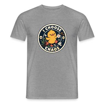 I Choose Chaos Duck Badge - Männer T-Shirt - Graphit meliert - Vorne - AI Model Male 178 light (178cm)