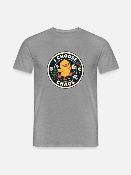I Choose Chaos Duck Badge - Männer T-Shirt - Graphit meliert