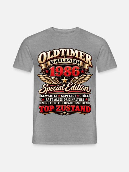 Oldtimer Baujahr 1986 – Vintage Special Edition - Männer T-Shirt - Graphit meliert