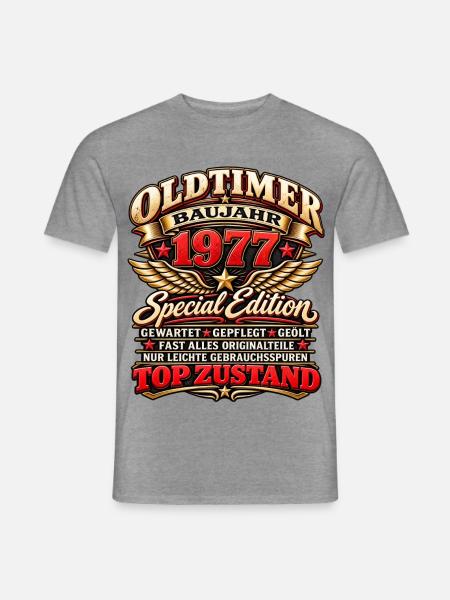Oldtimer Baujahr 1977 – Special Edition - Männer T-Shirt - Graphit meliert