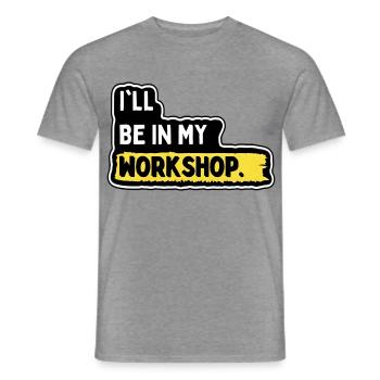 Ich bin in meiner Werkstatt - Männer T-Shirt - Graphit meliert - Vorne - AI Model Male 178 light (178cm)