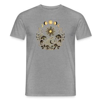 Goldene Kröte mit Pilzen und Mondphasen - Männer T-Shirt - Graphit meliert - Vorne - AI Model Male 178 light (178cm)