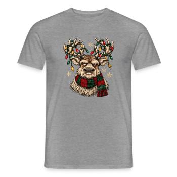 Festliche Rentiere mit Weihnachtslichtern - Männer T-Shirt - Graphit meliert - Vorne - AI Model Male 178 light (178cm)