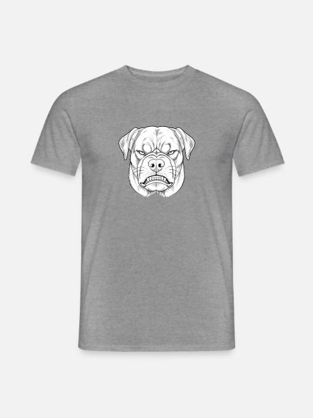 Beißender Hund Kopfzeichnung - Männer T-Shirt - Graphit meliert