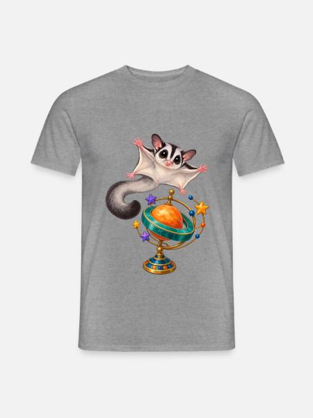 Gleitbeutler mit buntem Planeten-Ringkreisel - Männer T-Shirt - Graphit meliert
