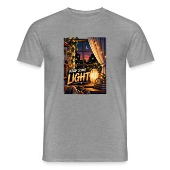 Etwas Licht bewahren – Gemütliche Nachtfensterkunst - Männer T-Shirt - Graphit meliert - Vorne - AI Model Male 178 light (178cm)