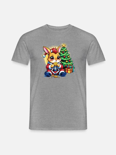 Weihnachtsbunny mit Keksen - Männer T-Shirt - Graphit meliert