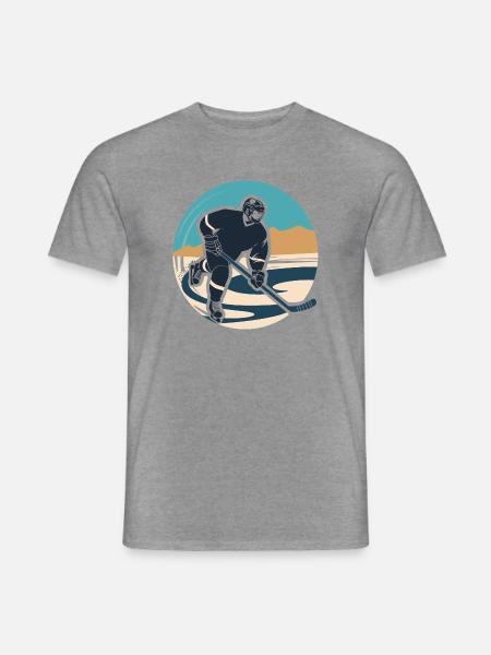 Eishockeyspieler Grafik - Männer T-Shirt - Graphit meliert