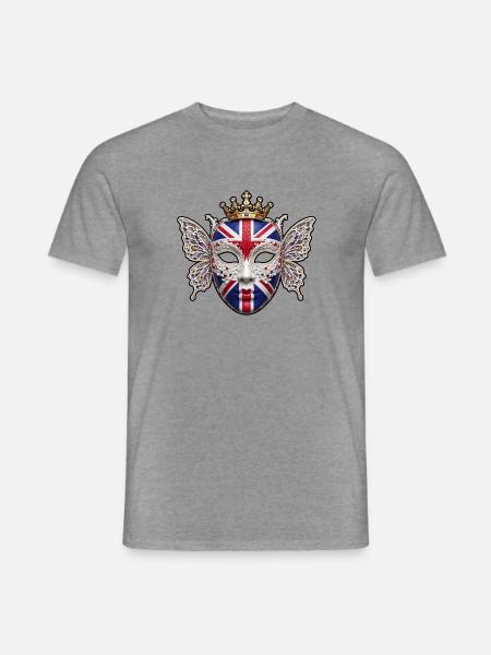 Britische königliche Maske mit Schmetterlingen - Männer T-Shirt - Graphit meliert